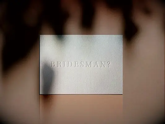 Letterpressed minimalist Bridesman? proposal card