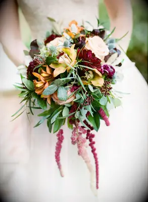 Whimsical bouquet at a fall wedding
