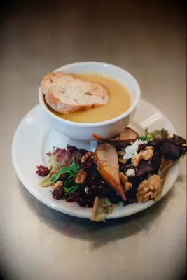 Acorn squash bisque at a fall wedding