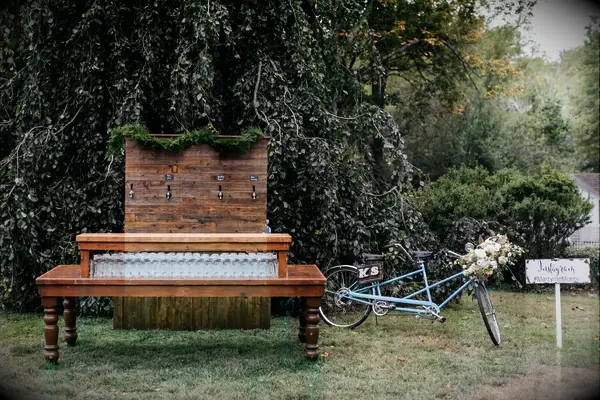 Wooden rustic wedding beer tap wall 