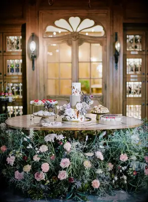 Rustic wedding dessert table 