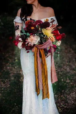Vibrant rustic wedding bouquet