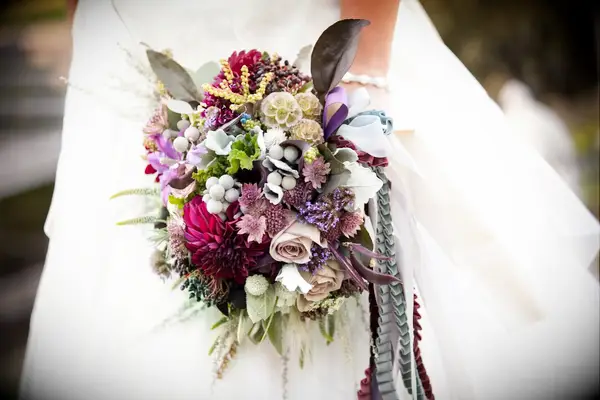Purple rustic wedding bouquet