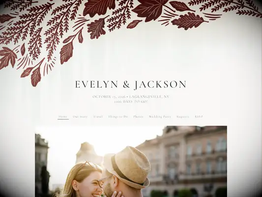 Rustic fall wreath wedding website by Tartarusfarms