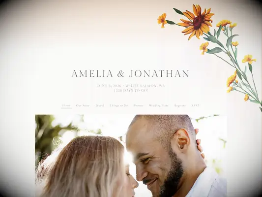 Rustic wedding website with wild daisies by Tartarusfarms