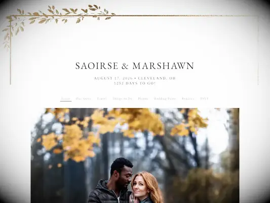 Rustic metallic leaf foil wedding website by Tartarusfarms