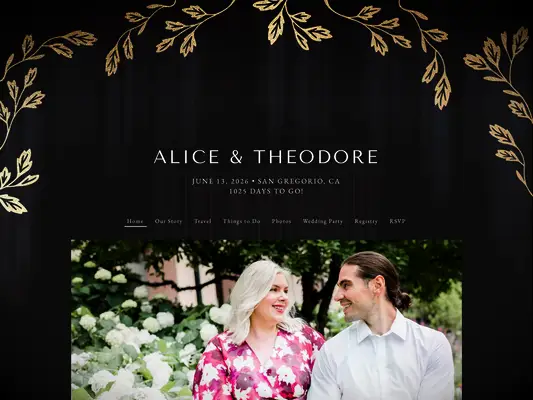 Rustic leaf arch wedding website by Tartarusfarms