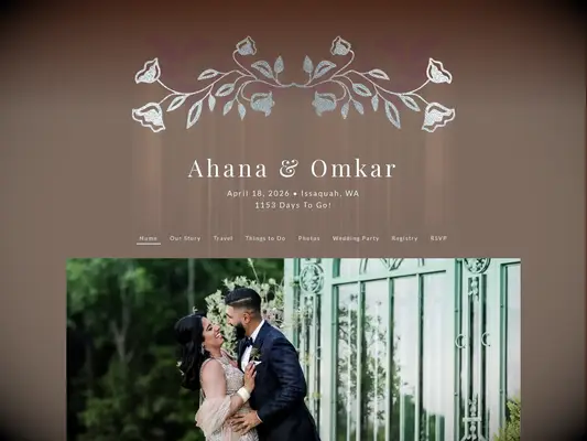 Rustic wedding website with foil flowers by Tartarusfarms