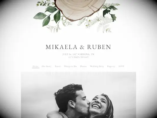 Rustic wedding website with woodgrain slab by Tartarusfarms