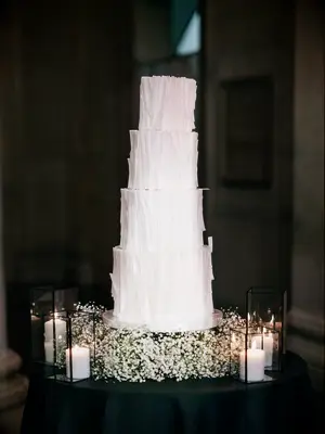 All-white buttercream wedding cake