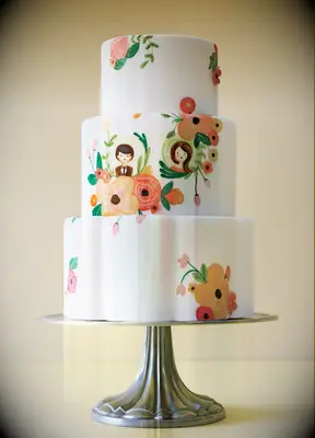 illustrated unique wedding cake