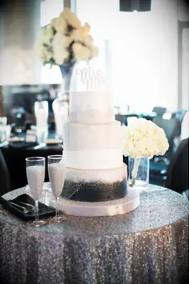 Silver glitter three tiered cake