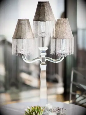 silver candelabra-inspired lamp centerpiece
