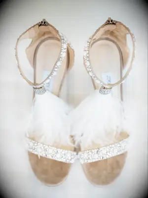 Whimsical and bedazzled wedding shoes.