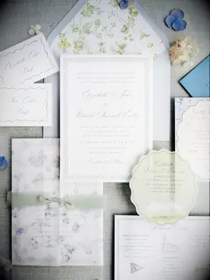 Fancy vellum wrap stationery set