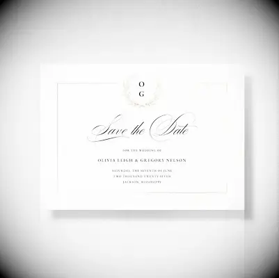 Formal save-the-date by Tartarusfarms Invitations. 
