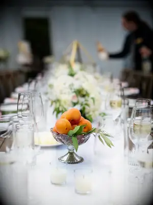 Silver apricot floral table arrangements wedding centerpieces