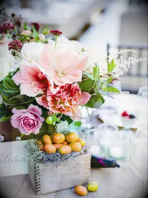 Kumquat floral wedding table arrangement