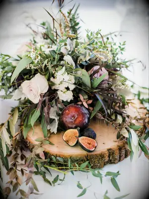 Rustic fig floral centerpiece wedding flower arrangements
