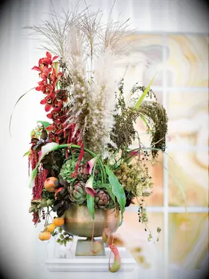 Fruit floral ceramic vase wedding centerpiece