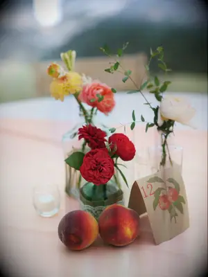 Nectarines peaches floral table wedding centerpieces