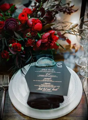 Black menu cards