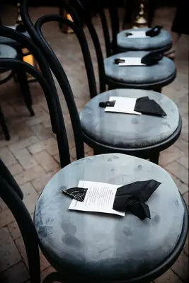 Black velvet ceremony chairs