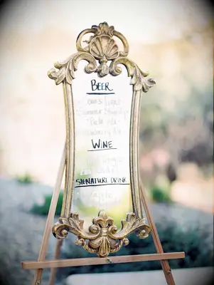 Vintage mirror drinks sign