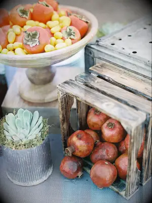 Fall fruits and vegetables as DIY wedding decor.