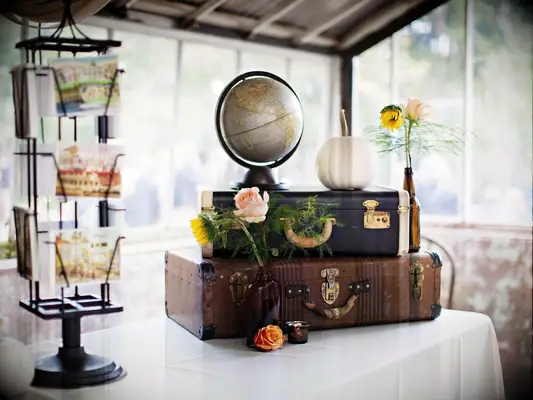 DIY wedding decoration of a postcard card guest book.