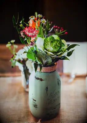 Painted mason jar DIY wedding decor