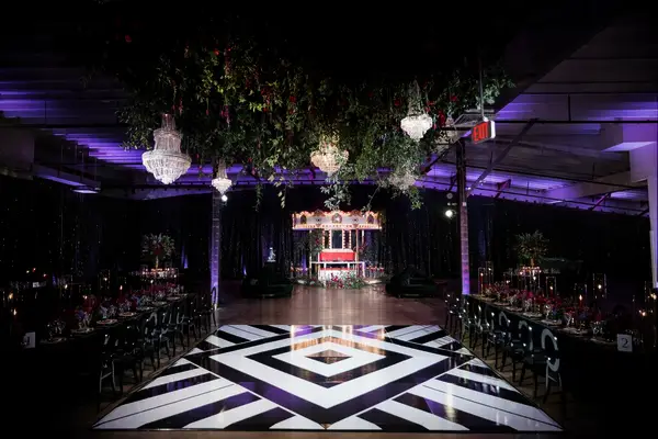 Rich Rose Chandelier Installation