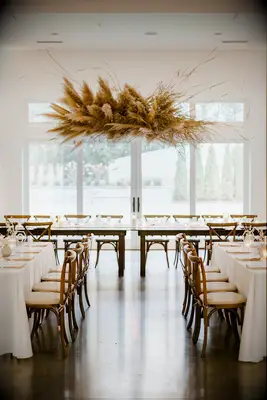 boho hanging wedding centerpiece with brown pampas grass