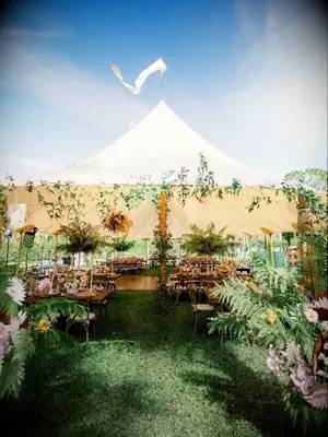Greenery tent entrance