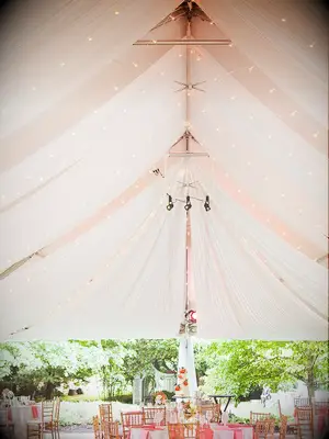 Draped fabric ceiling for tent