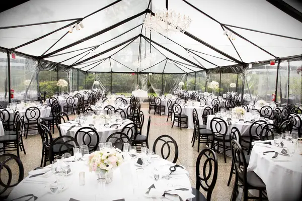 Black and white tent decor