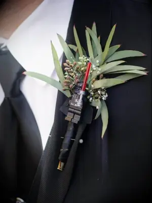 Lego Star Wars Darth Vader wedding boutonniere
