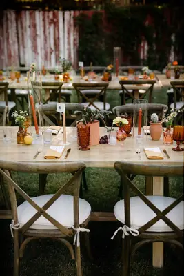 Rustic terracotta wedding reception decor
