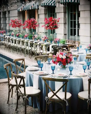 Fuchsia and aqua wedding reception decor