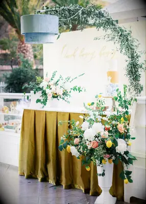 Romantic dessert bar at wedding reception