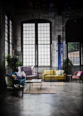 Industrial lounge area at wedding reception