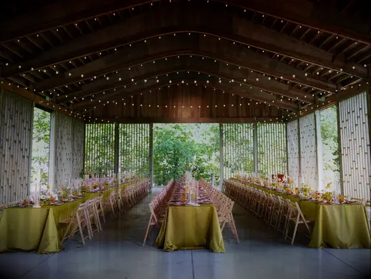 Green linens at wedding reception