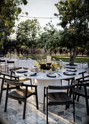 Modern black and white wedding reception decor