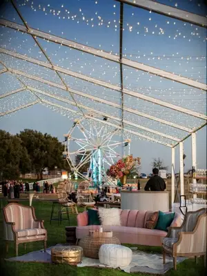 Outdoor wedding with ferris wheel