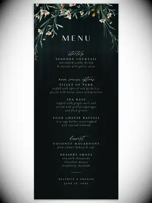 Greenery and pink florals at top border with 