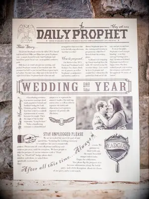 harry potter wedding ideas daily prophet wedding program