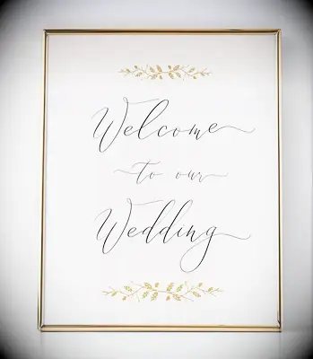 Pearl and Gold Wedding Sign