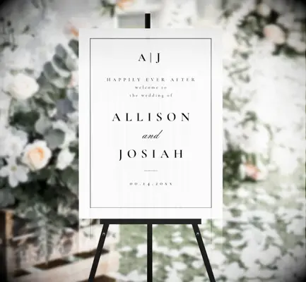 Classic Monogram Black and White Wedding Welcome Foam Board