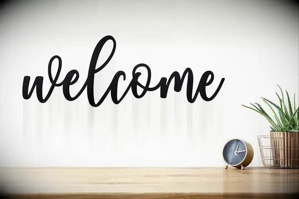 Black Metal Welcome Sign