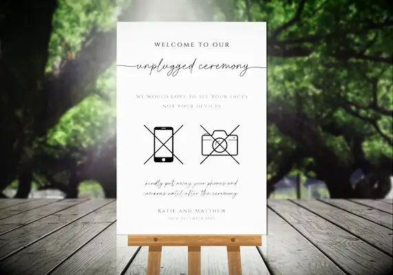 Unplugged ceremony welcome sign template
